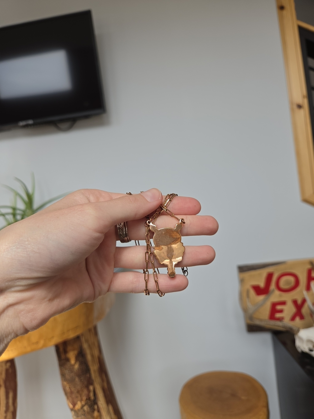White Buffalo Turquoise Copper Paperclip Necklace - Picture 3 of 4